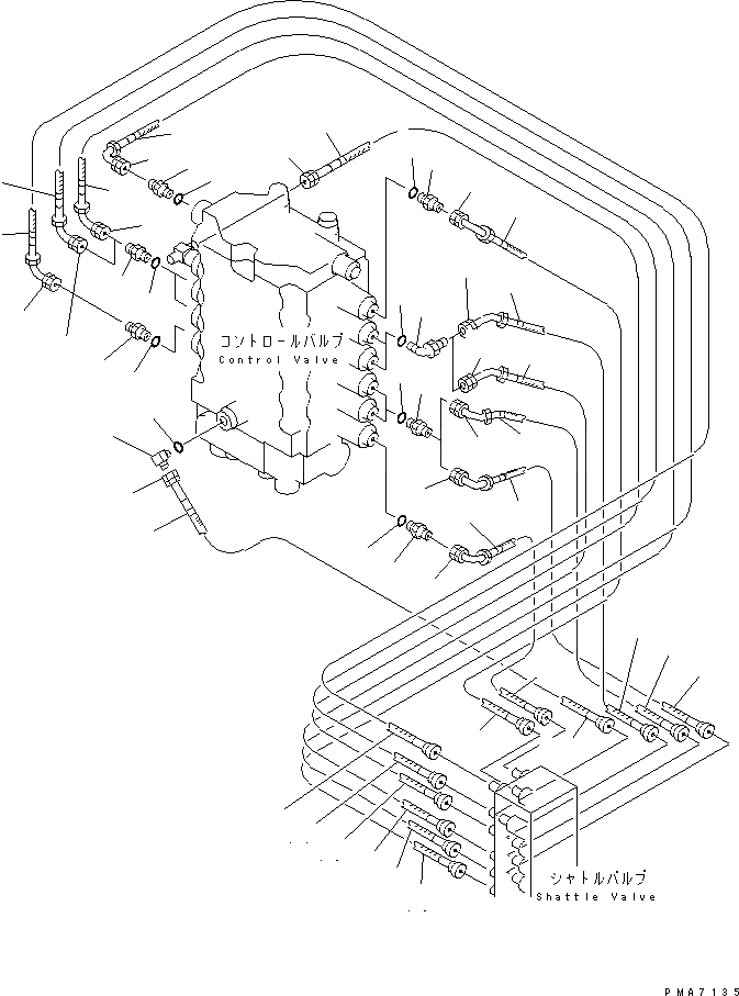 Схема запчастей Komatsu PC130-6G - КЛАПАН ТРУБЫ (ГЛАВН.)(№-999) ГИДРАВЛИКА