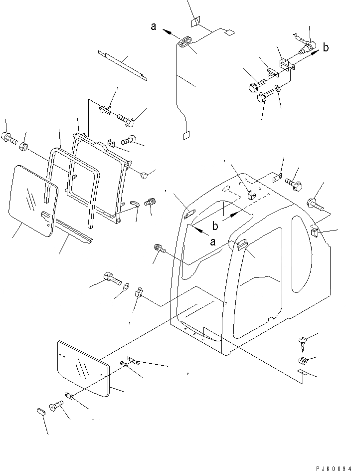 Схема запчастей Komatsu PC130-6G - КАБИНА (С ПРОЗРАЧН. КРЫША) (ПЕРЕДН. ОКНА)(№9-) КАБИНА ОПЕРАТОРА И СИСТЕМА УПРАВЛЕНИЯ
