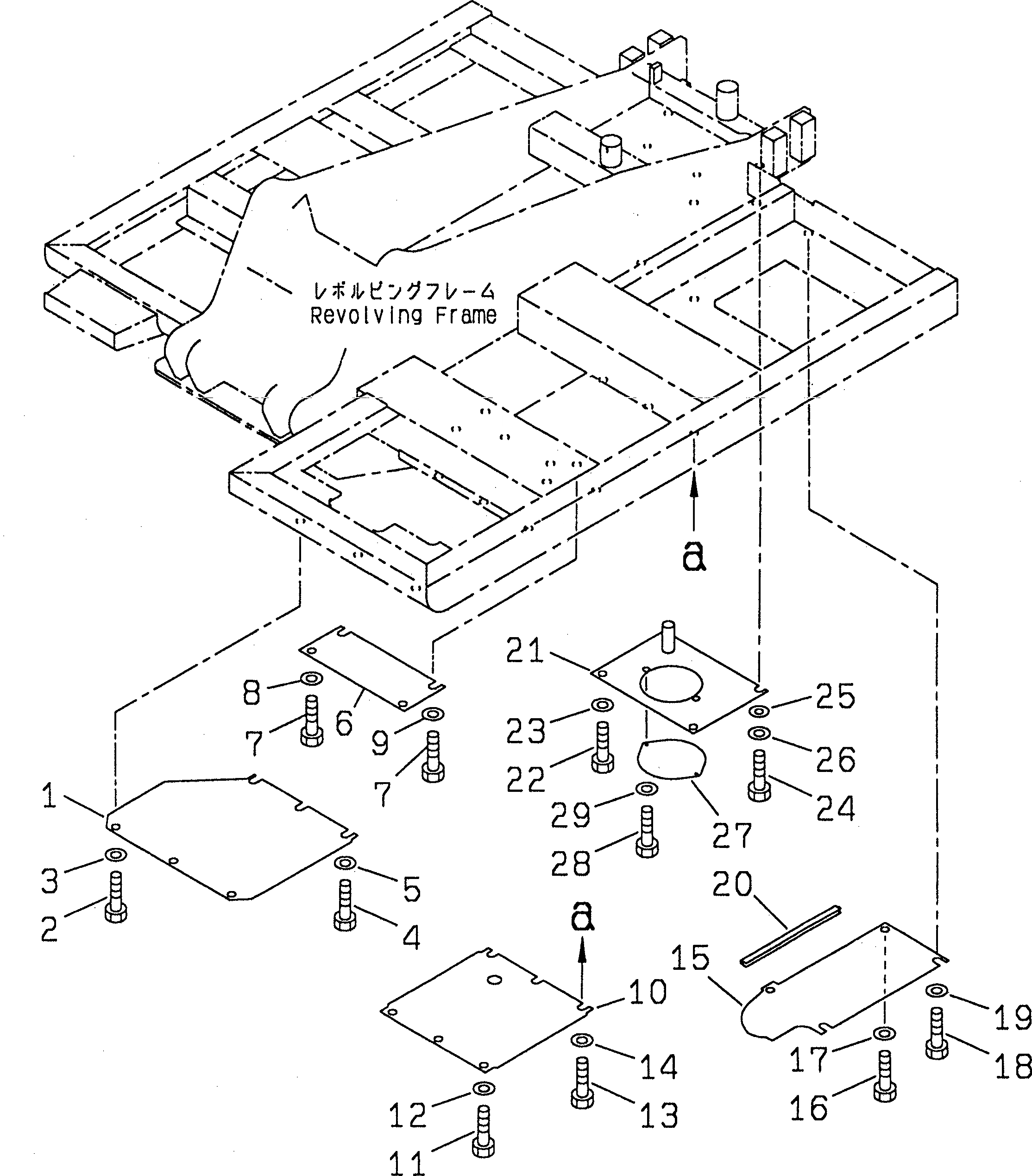 Схема запчастей Komatsu PC130-6G - НИЖН. КРЫШКА (ЛЕВ.)(№-) ЧАСТИ КОРПУСА