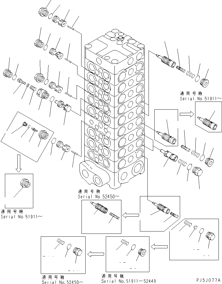 Схема запчастей Komatsu PC130-6G - ОСНОВН. КЛАПАН (9-КЛАПАН) (/)(№-) ОСНОВН. КОМПОНЕНТЫ И РЕМКОМПЛЕКТЫ