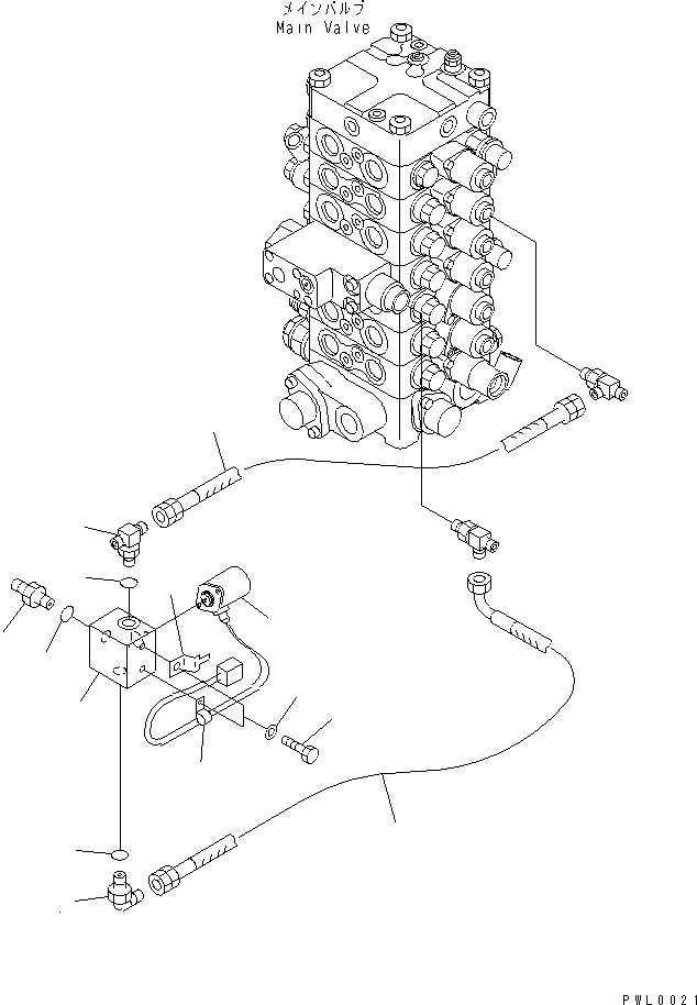 Схема запчастей Komatsu PC130-6E0-T2 - СОЛЕНОИДНЫЙ КЛАПАН ЛИНИЯ (ПОВОРОТН. STROKE КЛАПАН) ГИДРАВЛИКА