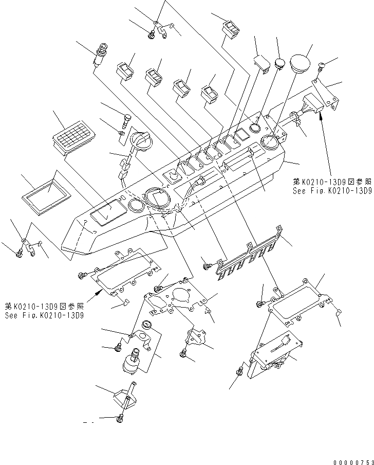 Схема запчастей Komatsu PC130-6E0-T2 - КАБИНА (С ОБОГРЕВ-ЛЕМ) (КРЫШКА ПАНЕЛИ) (НОВ. ПЕРЕКЛЮЧАТЕЛЬ KEY) КАБИНА ОПЕРАТОРА И СИСТЕМА УПРАВЛЕНИЯ