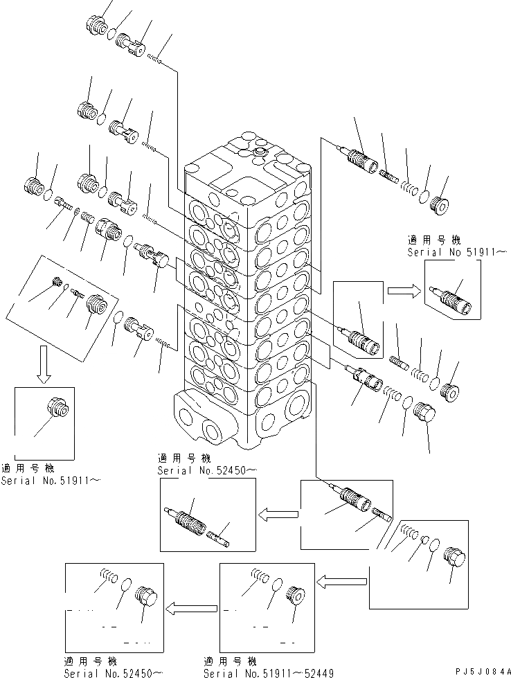 Схема запчастей Komatsu PC130-6E0-T2 - ОСНОВН. КЛАПАН (8-КЛАПАН) (/) (С ОТВАЛ) ОСНОВН. КОМПОНЕНТЫ И РЕМКОМПЛЕКТЫ