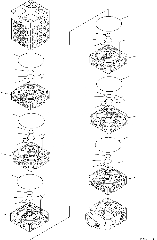 Схема запчастей Komatsu PC130-6E0-T2 - ОСНОВН. КЛАПАН (9-КЛАПАН) (/) ОСНОВН. КОМПОНЕНТЫ И РЕМКОМПЛЕКТЫ