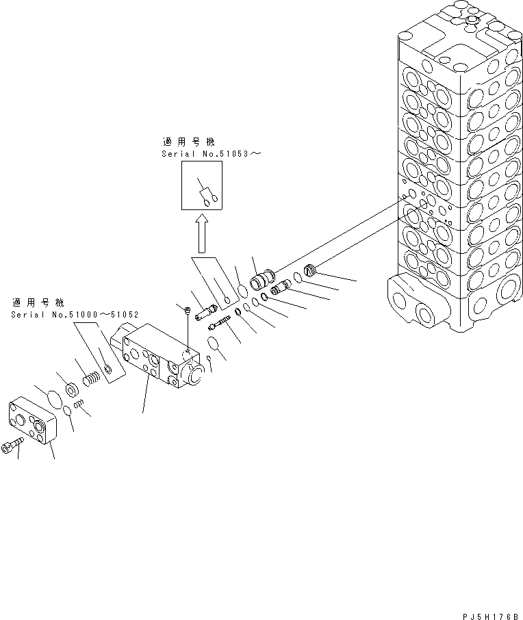 Схема запчастей Komatsu PC130-6E0-T2 - ОСНОВН. КЛАПАН (9-КЛАПАН) (/) ОСНОВН. КОМПОНЕНТЫ И РЕМКОМПЛЕКТЫ