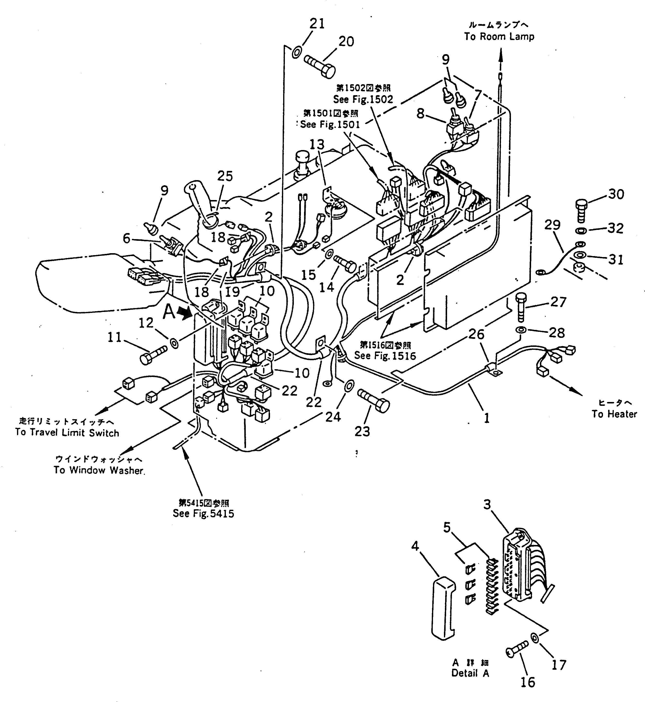 Схема запчастей Komatsu PC130-5 - ЭЛЕКТРИКА (ЛИНИЯ ПАНЕЛИ ПРИБОРОВ) (/)         (ДЛЯ WRIST РЫЧАГ УПРАВЛ-Я) КОМПОНЕНТЫ ДВИГАТЕЛЯ И ЭЛЕКТРИКА