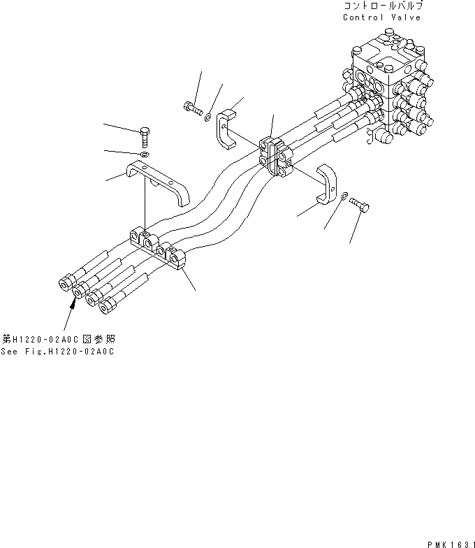 Схема запчастей Komatsu PC130-6 - КЛАПАН ТРУБЫ (КРЕПЛЕНИЕ ШЛАНГОВ)(№-) ГИДРАВЛИКА