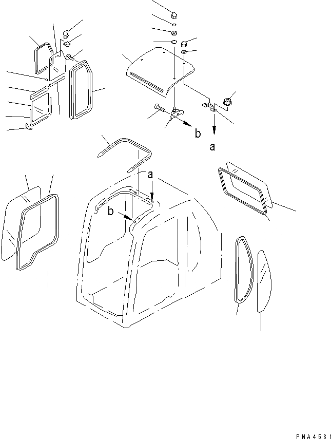 Схема запчастей Komatsu PC130-6 - КАБИНА (С ПРОЗРАЧН. КРЫША) (ОКНА И SEE THROUGH  КРЫША)(№-7) КАБИНА ОПЕРАТОРА И СИСТЕМА УПРАВЛЕНИЯ