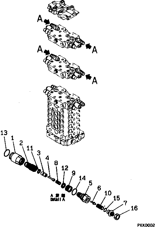 Схема запчастей Komatsu PC130-6 - ОСНОВН. КЛАПАН (-АКТУАТОР) (/)(№-999) ОСНОВН. КОМПОНЕНТЫ И РЕМКОМПЛЕКТЫ