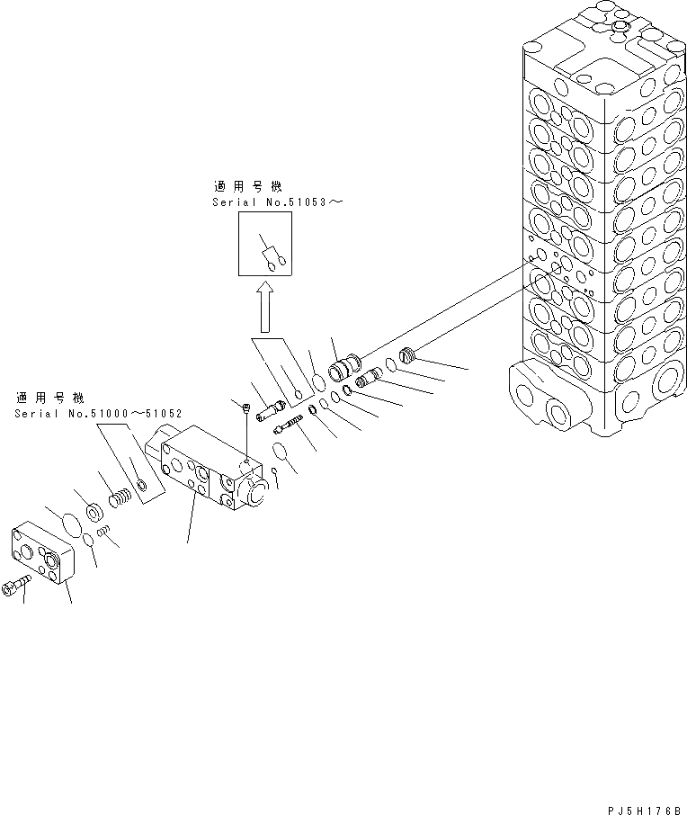 Схема запчастей Komatsu PC130-6 - ОСНОВН. КЛАПАН (9-КЛАПАН) (/)(№-) ОСНОВН. КОМПОНЕНТЫ И РЕМКОМПЛЕКТЫ