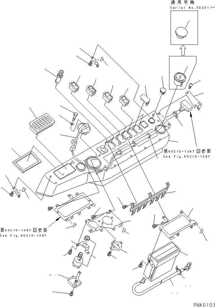 Схема запчастей Komatsu PC130-6 - КАБИНА (С POWER ОКНА) (КАБИНА (INКАПОТ) (С ЧАСТИ КОРПУСА)(№30025-31999) )         (РАДИО И Э/ПРОВОДКА) КАБИНА ОПЕРАТОРА И СИСТЕМА УПРАВЛЕНИЯ