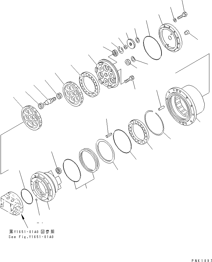 Схема запчастей Komatsu PC130-6 - ХОД MTOR (КОНЕЧНАЯ ПЕРЕДАЧА В СБОРЕ) (GM8VL ТИП)(№-77) ОСНОВН. КОМПОНЕНТЫ И РЕМКОМПЛЕКТЫ