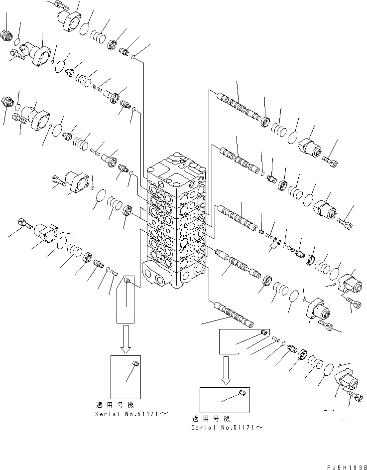 Схема запчастей Komatsu PC130-6 - ОСНОВН. КЛАПАН (7-КЛАПАН) (/)(№-79) ОСНОВН. КОМПОНЕНТЫ И РЕМКОМПЛЕКТЫ