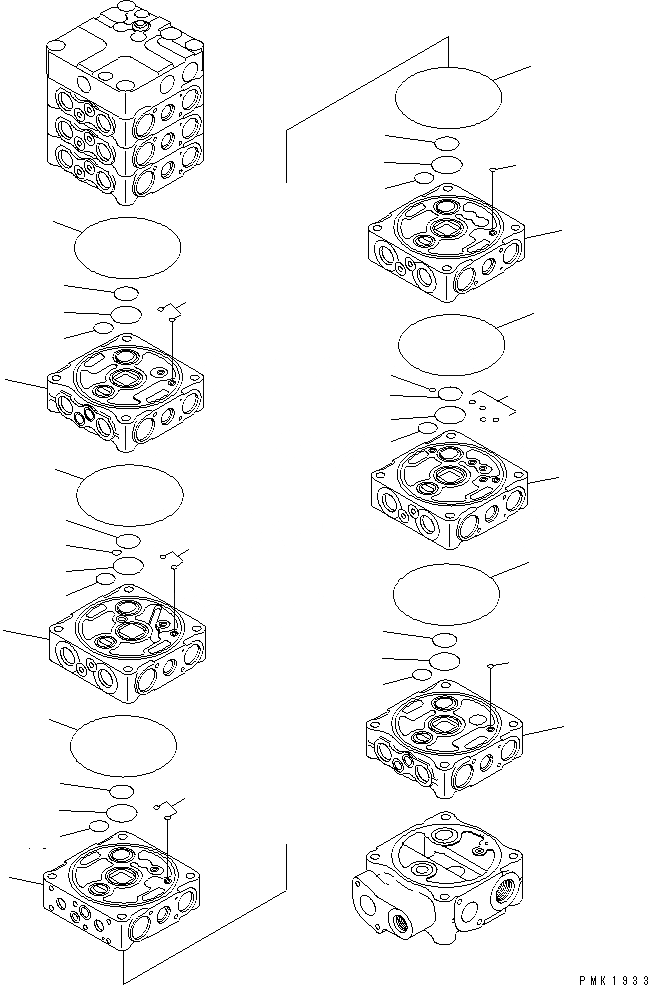 Схема запчастей Komatsu PC130-6 - ОСНОВН. КЛАПАН (9-КЛАПАН) (/)(№-) ОСНОВН. КОМПОНЕНТЫ И РЕМКОМПЛЕКТЫ