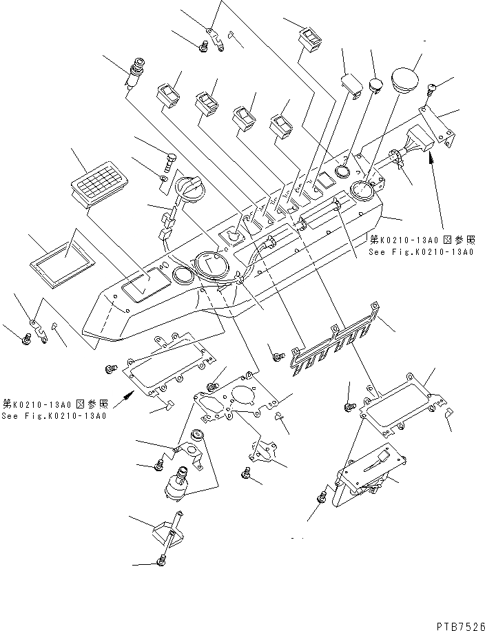 Схема запчастей Komatsu PC130-6K - КАБИНА (С ОБОГРЕВ-ЛЕМ) (КРЫШКА ПАНЕЛИ) КАБИНА ОПЕРАТОРА И СИСТЕМА УПРАВЛЕНИЯ