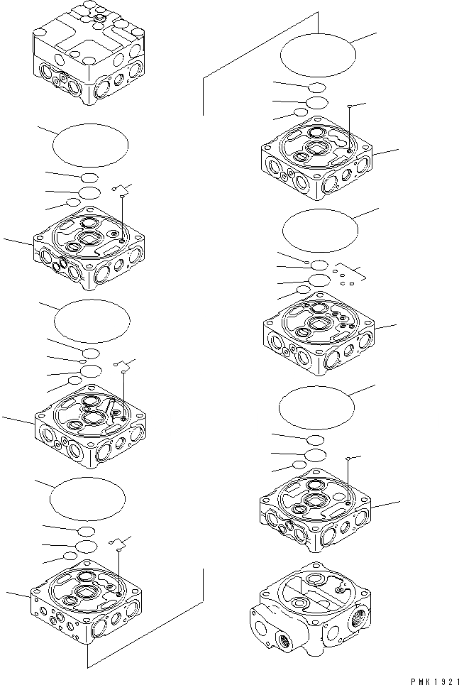Схема запчастей Komatsu PC130-6K - ОСНОВН. КЛАПАН (/) (7-КЛАПАН) ОСНОВН. КОМПОНЕНТЫ И РЕМКОМПЛЕКТЫ