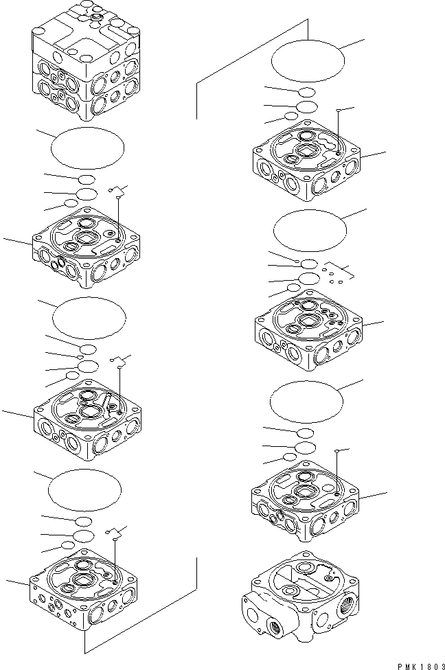 Схема запчастей Komatsu PC130-6K - ОСНОВН. КЛАПАН (/) (8-КЛАПАН) (ДЛЯ 2-СЕКЦИОНН. СТРЕЛЫ) ОСНОВН. КОМПОНЕНТЫ И РЕМКОМПЛЕКТЫ