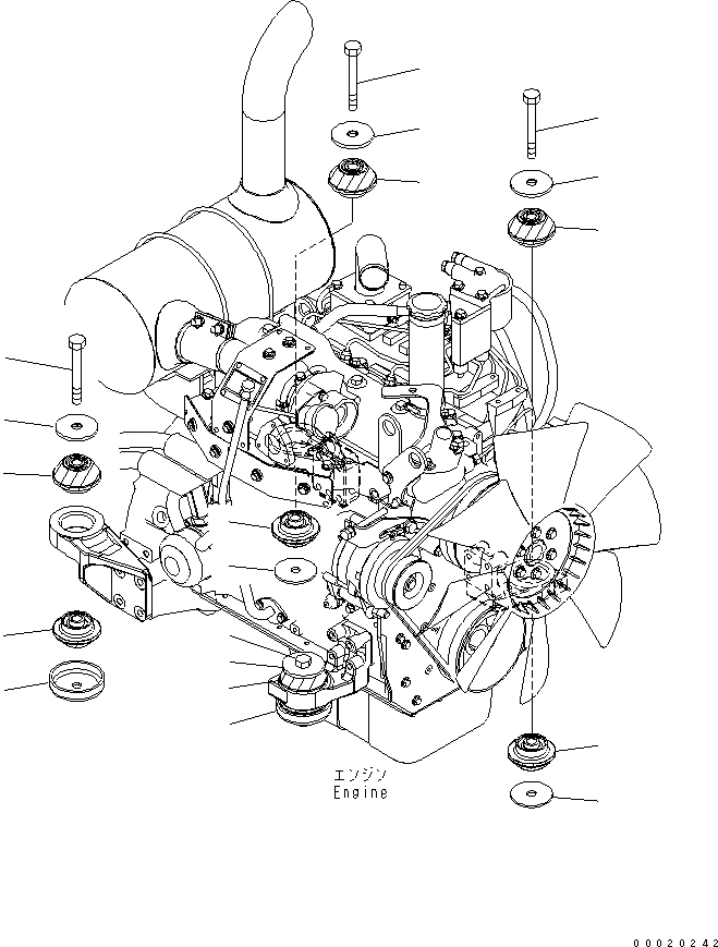 Схема запчастей Komatsu PC130-7K - КРЕПЛЕНИЕ ДВИГАТЕЛЯ КОМПОНЕНТЫ ДВИГАТЕЛЯ