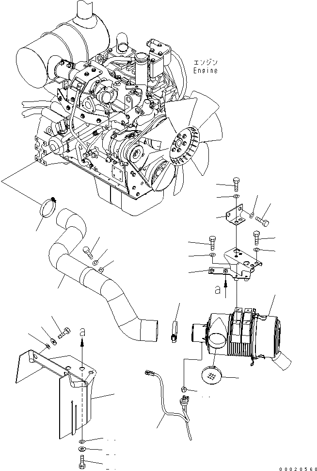 Схема запчастей Komatsu PC130-7K - ВОЗДУХООЧИСТИТЕЛЬ И ВОЗДУХОВОДЫ КОМПОНЕНТЫ ДВИГАТЕЛЯ