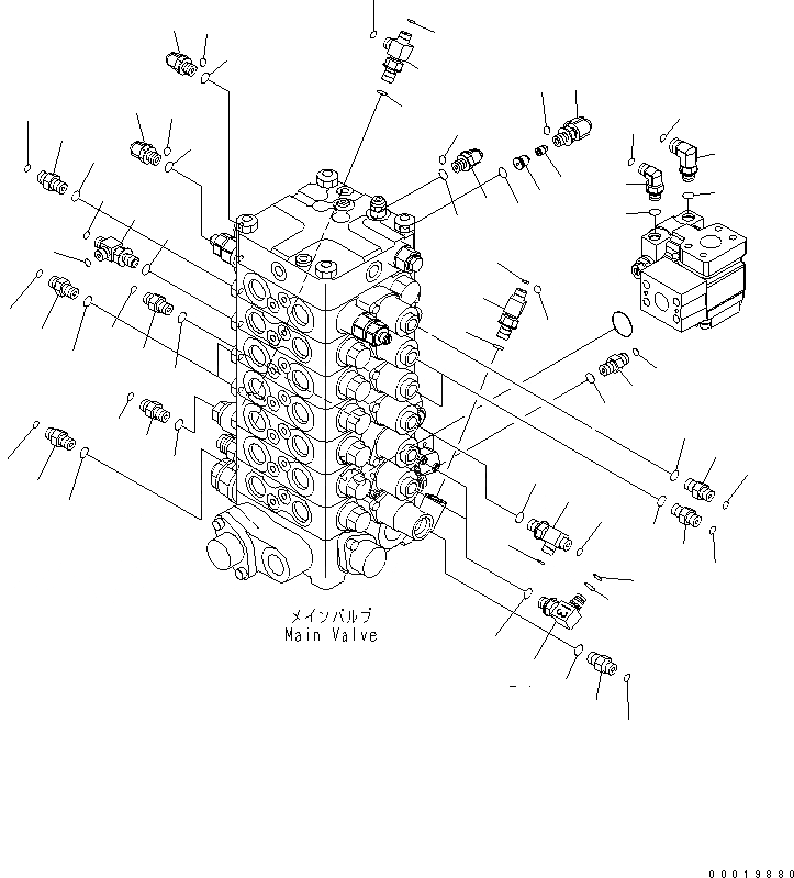 Схема запчастей Komatsu PC130-7K - ОСНОВН. КЛАПАН (СОЕДИНИТЕЛЬН. ЧАСТИ) (/) ГИДРАВЛИКА