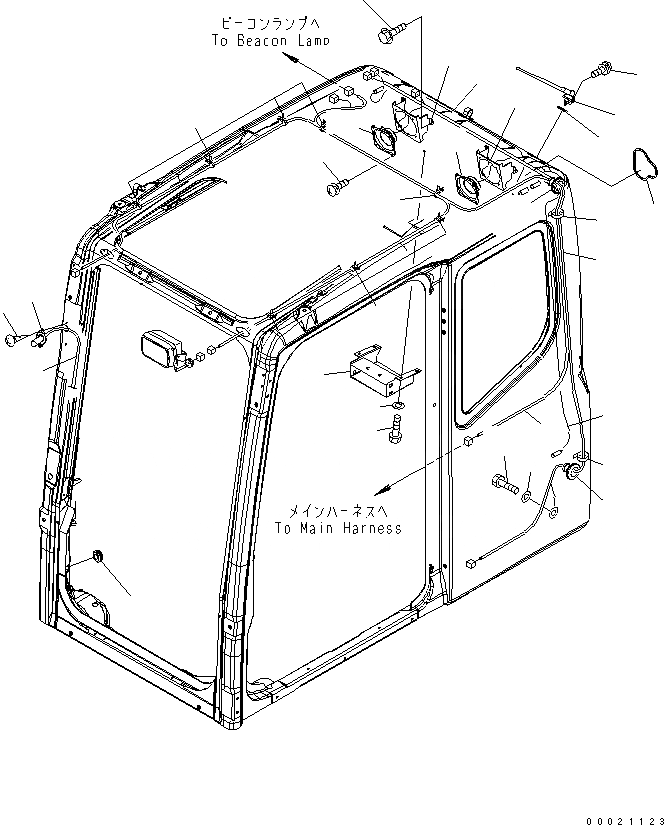 Схема запчастей Komatsu PC130-7K - ОСНОВН. КОНСТРУКЦИЯ (КАБИНА) (ЭЛЕКТР.) (РАДИО) КАБИНА ОПЕРАТОРА И СИСТЕМА УПРАВЛЕНИЯ