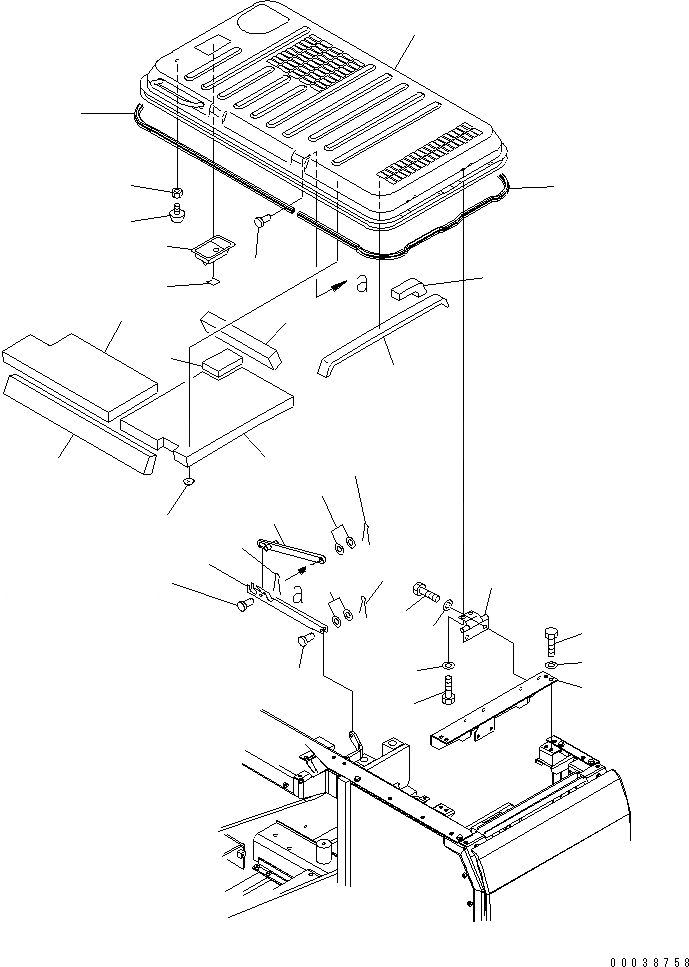 Схема запчастей Komatsu PC130-7K - КАПОТ (ЕС НОВ. NOISE ПОНИЖАЮЩ. ARRANGEMENT)(№78-) ЧАСТИ КОРПУСА