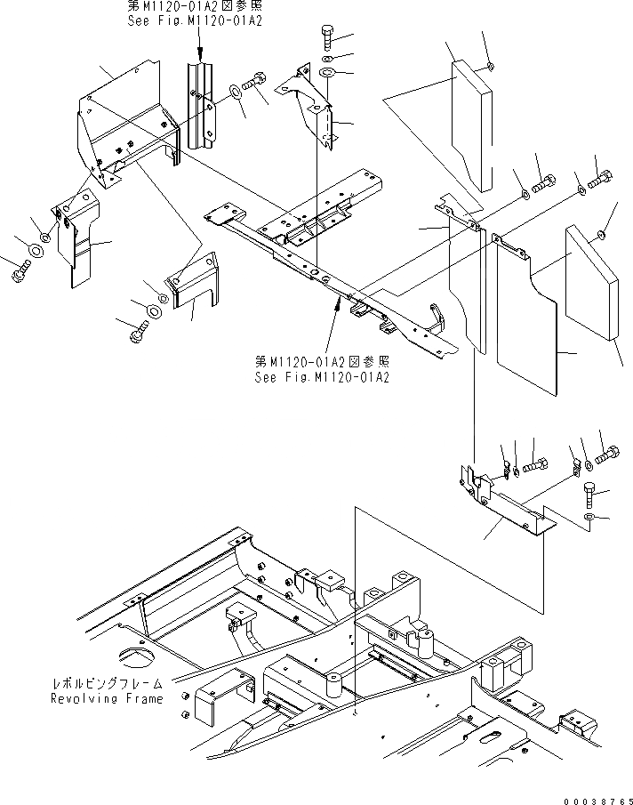 Схема запчастей Komatsu PC130-7K - ПЕРЕГОРОДКА. (/) (ЕС НОВ. NOISE ПОНИЖАЮЩ. ARRANGEMENT)(№78-) ЧАСТИ КОРПУСА