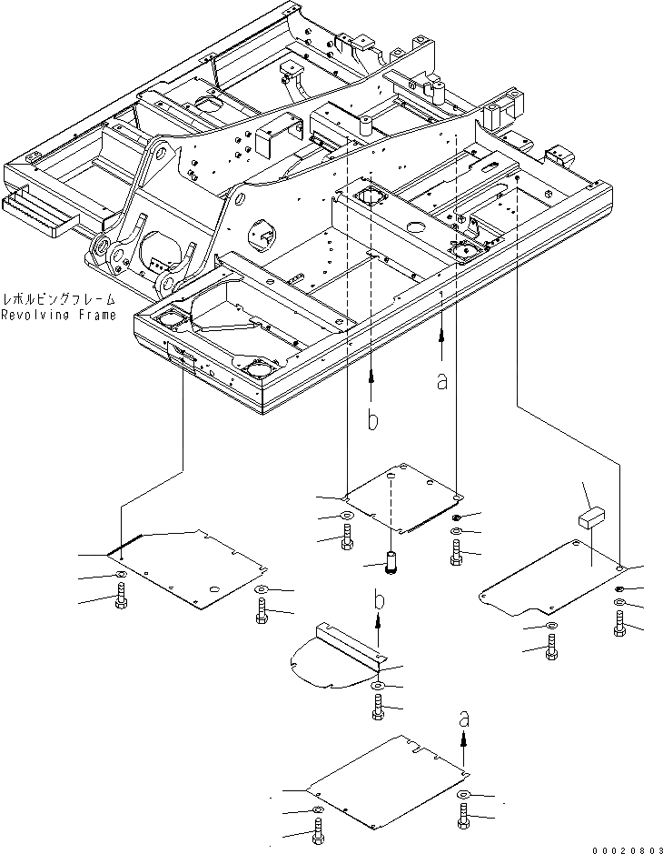 Схема запчастей Komatsu PC130-7K - НИЖН. КРЫШКА (ЛЕВ.) ЧАСТИ КОРПУСА