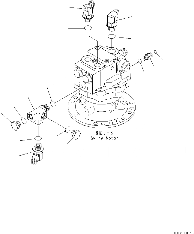 Схема запчастей Komatsu PC130-7K - МОТОР ПОВОРОТА (СОЕДИНИТЕЛЬН. ЧАСТИ) ПОВОРОТН. КРУГ И КОМПОНЕНТЫ