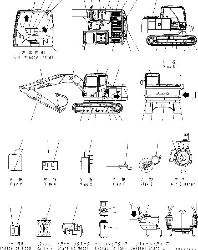 Схема запчастей Komatsu PC130-7K - МАРКИРОВКА (АНГЛ.) МАРКИРОВКА