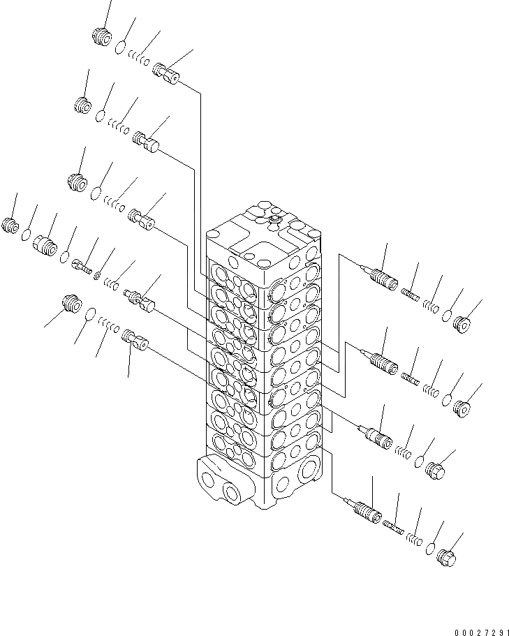 Схема запчастей Komatsu PC130-7K - ОСНОВН. КЛАПАН (9-КЛАПАН) (/) (СПЕЦИФ-Я С ОТВАЛОМ) (ДЛЯ 2-СЕКЦИОНН. СТРЕЛЫ) ОСНОВН. КОМПОНЕНТЫ И РЕМКОМПЛЕКТЫ