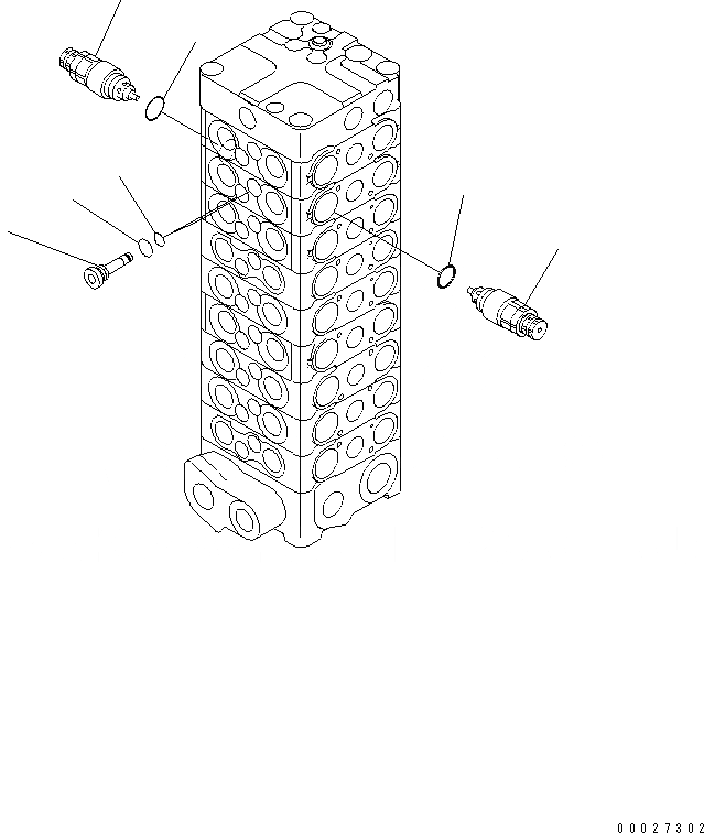 Схема запчастей Komatsu PC130-7K - ОСНОВН. КЛАПАН (9-КЛАПАН) (/) (СПЕЦИФ-Я С ОТВАЛОМ) (ДЛЯ 2-СЕКЦИОНН. СТРЕЛЫ) ОСНОВН. КОМПОНЕНТЫ И РЕМКОМПЛЕКТЫ