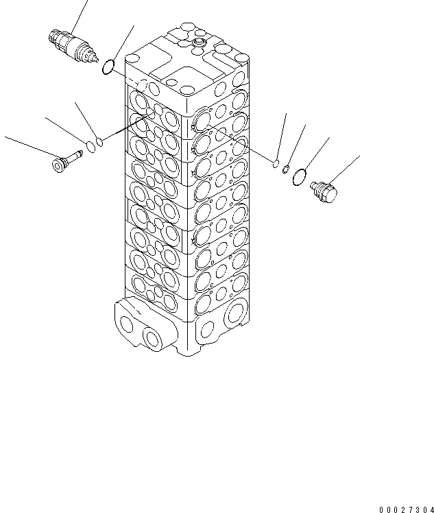 Схема запчастей Komatsu PC130-7K - ОСНОВН. КЛАПАН (9-КЛАПАН) (/) (СПЕЦИФ-Я С ОТВАЛОМ) (ДЛЯ 2-СЕКЦИОНН. СТРЕЛЫ) ОСНОВН. КОМПОНЕНТЫ И РЕМКОМПЛЕКТЫ