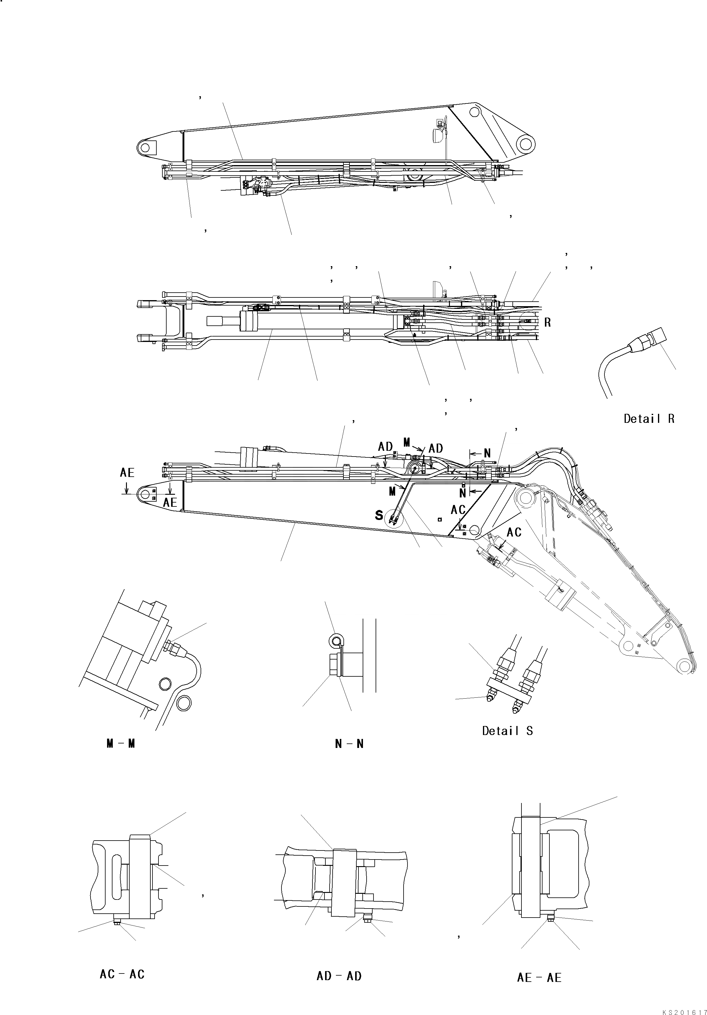 Схема запчастей Komatsu PC138US-8 2 PIECE BOOM - ВТОР. СТРЕЛА И ТРУБЫ 