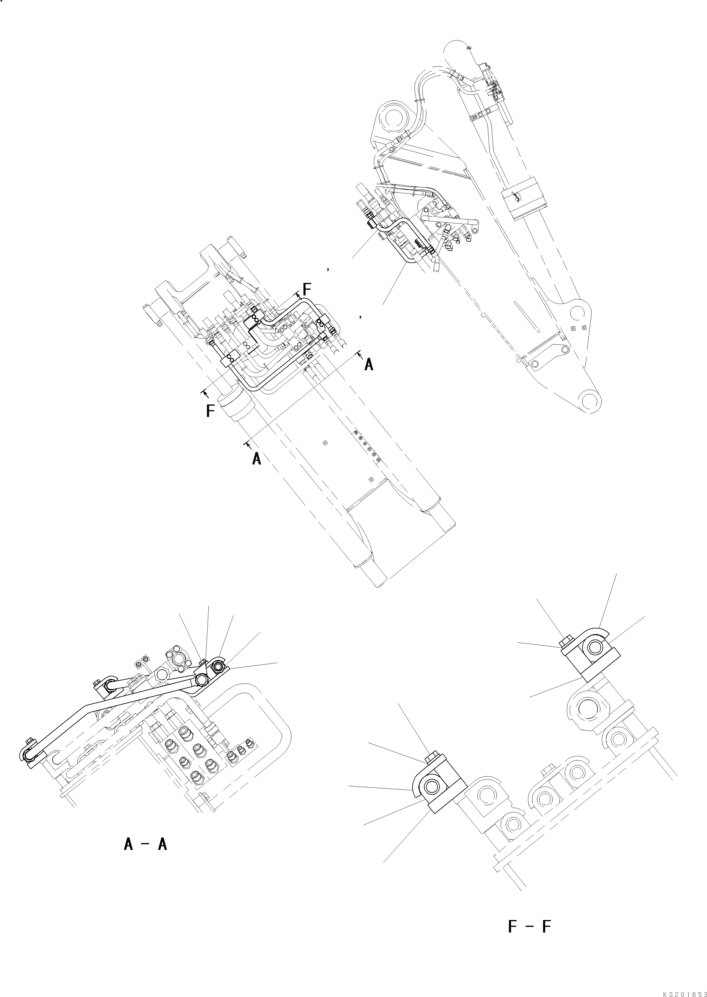 Схема запчастей Komatsu PC138US-8 2 PIECE BOOM - ПЕРВ. СТРЕЛА HCU-C ТРУБЫ 