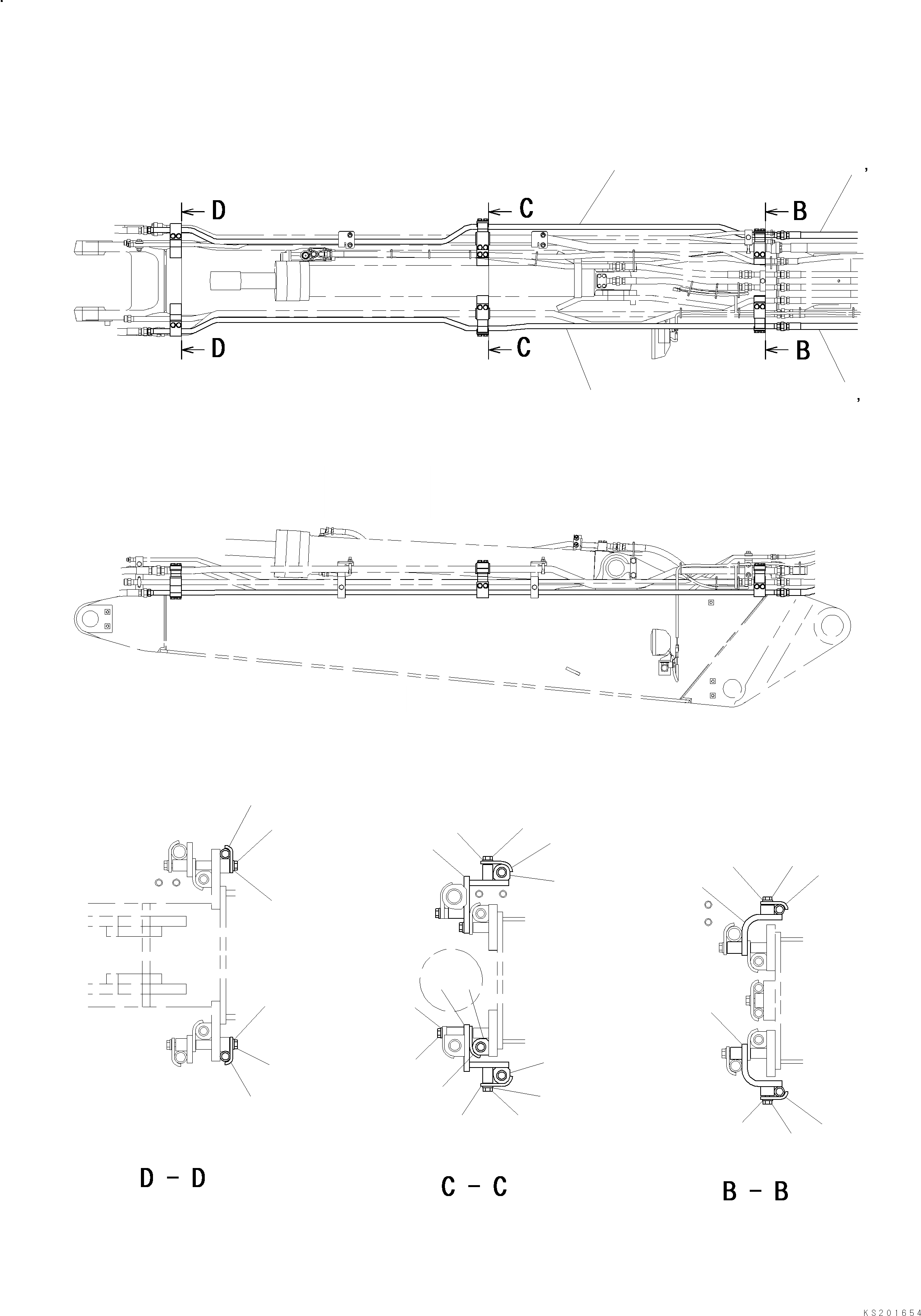 Схема запчастей Komatsu PC138US-8 2 PIECE BOOM - ВТОР. СТРЕЛА HCU-C ТРУБЫ 