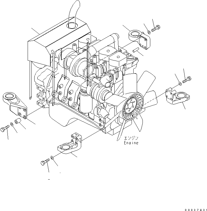 Схема запчастей Komatsu PC138US-2E - КРЕПЛЕНИЕ ДВИГАТЕЛЯ (КОРПУС КРЕПЛЕНИЯ) (ДЛЯ СТРАН ЕС НОВ. NOISE ПОНИЖАЮЩ. ARRANGEMENT )(№8-) КОМПОНЕНТЫ ДВИГАТЕЛЯ