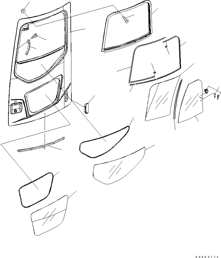 Схема запчастей Komatsu PC138US-2E - КАБИНА (ДВЕРЬ) (С ДВЕРЬЮ РАМА) (КРОМЕ ЯПОН.) КАБИНА ОПЕРАТОРА И СИСТЕМА УПРАВЛЕНИЯ