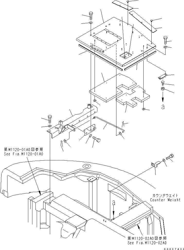 Схема запчастей Komatsu PC138US-2E - КАПОТ (ДЛЯ СТРАН ЕС НОВ. NOISE ПОНИЖАЮЩ. ARRANGEMENT )(№8-) ЧАСТИ КОРПУСА