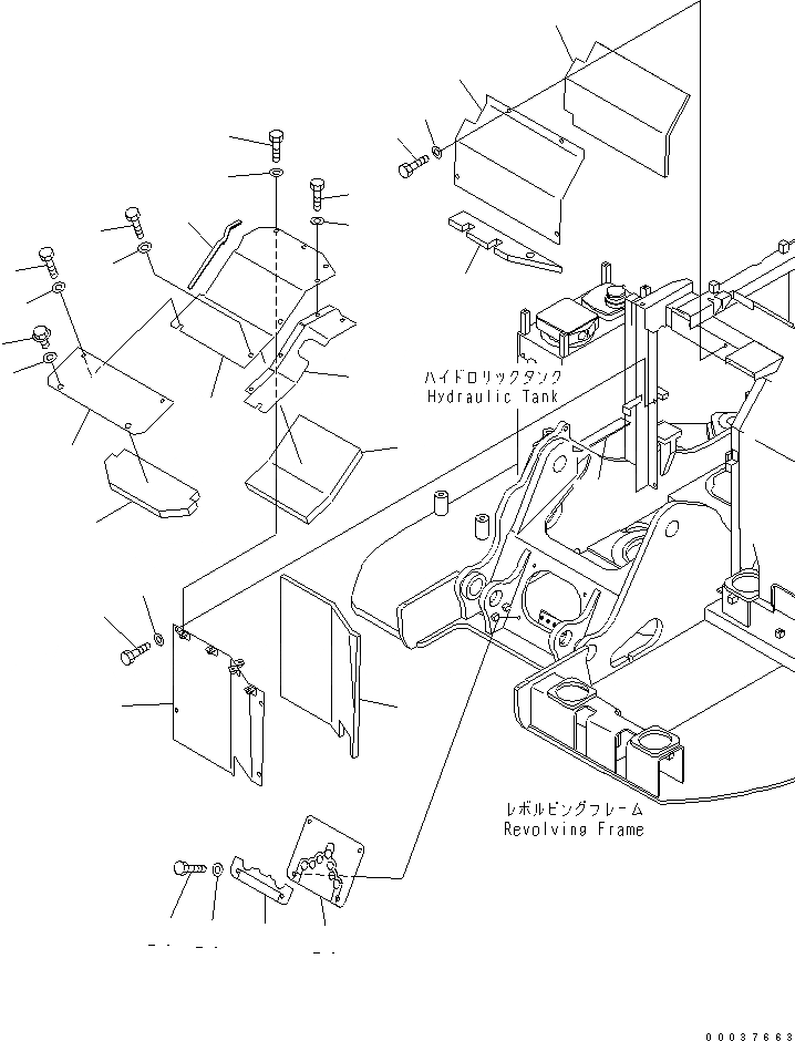 Схема запчастей Komatsu PC138US-2E - ПЕРЕГОРОДКА. КРЫШКА(ДЛЯ СТРАН ЕС НОВ. NOISE ПОНИЖАЮЩ. ARRANGEMENT )(№8-) ЧАСТИ КОРПУСА