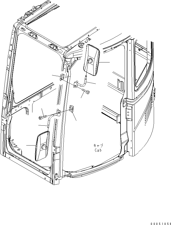 Схема запчастей Komatsu PC138US-2E - ЗАДН. VIEW MIRROR¤ ЛЕВ.(ISO)(№89-) ЧАСТИ КОРПУСА