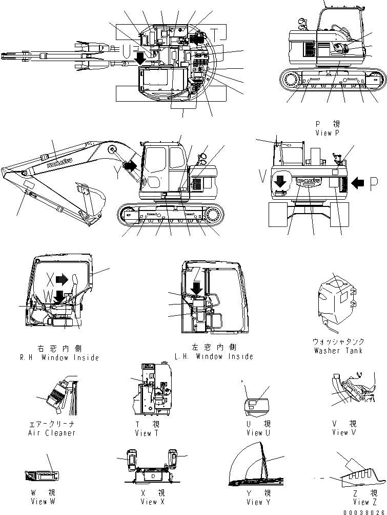 Схема запчастей Komatsu PC138US-2E - МАРКИРОВКА (ДЛЯ СТРАН ЕС) (АНГЛ.) МАРКИРОВКА