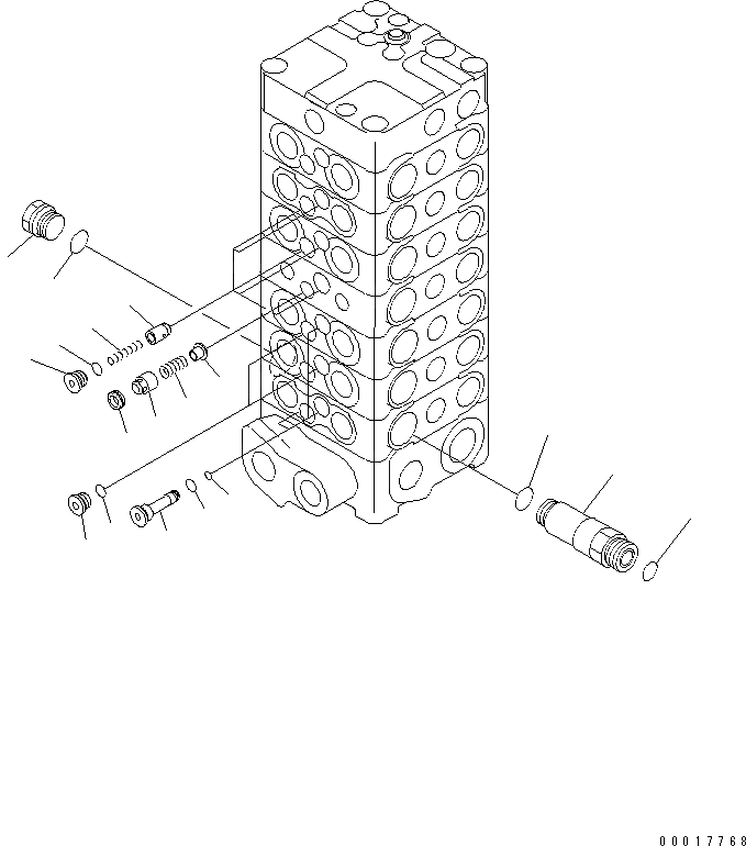 Схема запчастей Komatsu PC138US-2E - ОСНОВН. КЛАПАН (7-КЛАПАН) (/) (ДЛЯ НАВЕСН. ОБОРУД.) ОСНОВН. КОМПОНЕНТЫ И РЕМКОМПЛЕКТЫ
