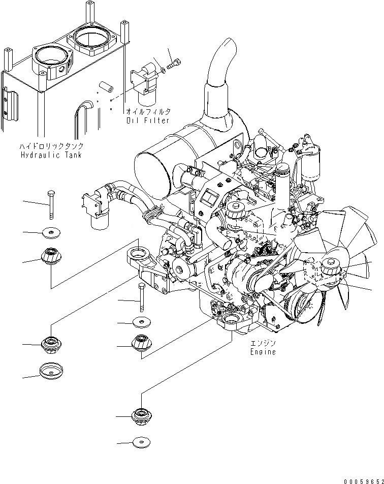 Схема запчастей Komatsu PC138US-8 - КРЕПЛЕНИЕ ДВИГАТЕЛЯ B КОМПОНЕНТЫ ДВИГАТЕЛЯ