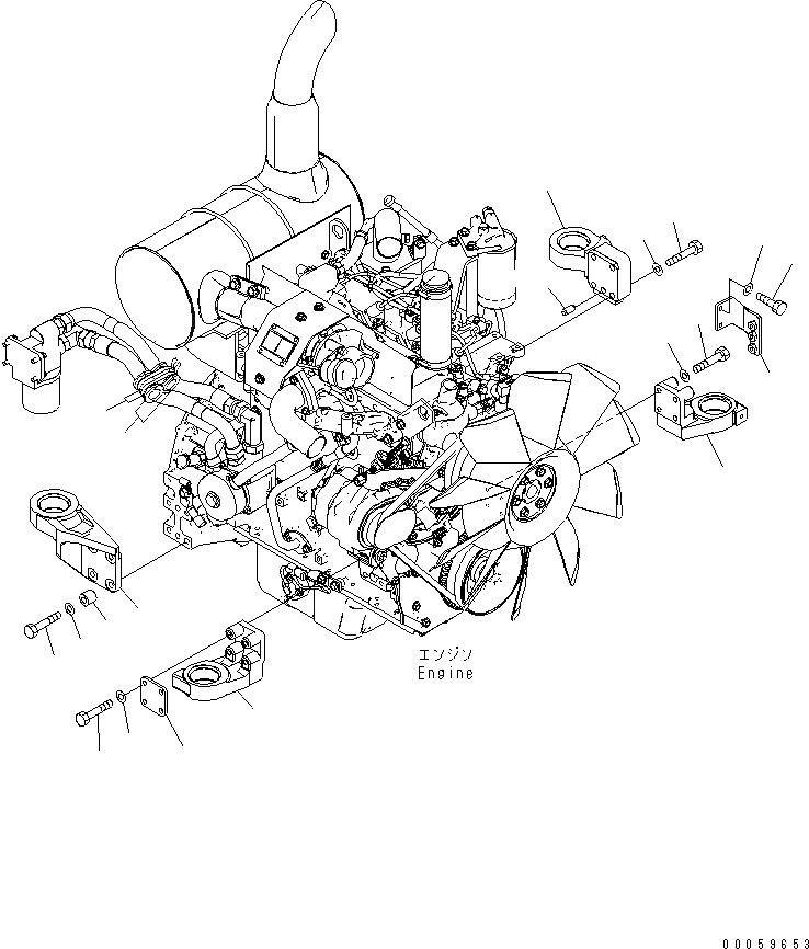 Схема запчастей Komatsu PC138US-8 - КРЕПЛЕНИЕ ДВИГАТЕЛЯ (КОРПУС КРЕПЛЕНИЯ) B КОМПОНЕНТЫ ДВИГАТЕЛЯ