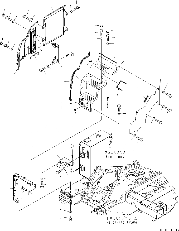 Схема запчастей Komatsu PC138US-8 - ПЕРЕДН. КРЫШКА(№9-) M ЧАСТИ КОРПУСА