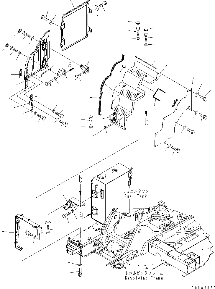 Схема запчастей Komatsu PC138US-8 - ПЕРЕДН. COVER(№8-) M ЧАСТИ КОРПУСА