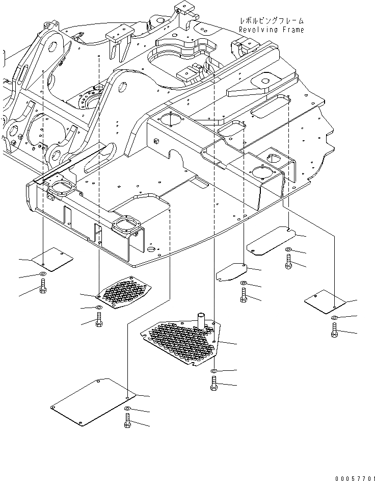 Схема запчастей Komatsu PC138US-8 - НИЖН. КРЫШКА M ЧАСТИ КОРПУСА