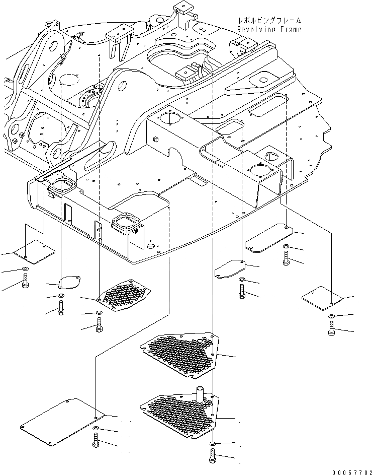 Схема запчастей Komatsu PC138US-8 - НИЖН. КРЫШКА (УСИЛ. ТИП) M ЧАСТИ КОРПУСА