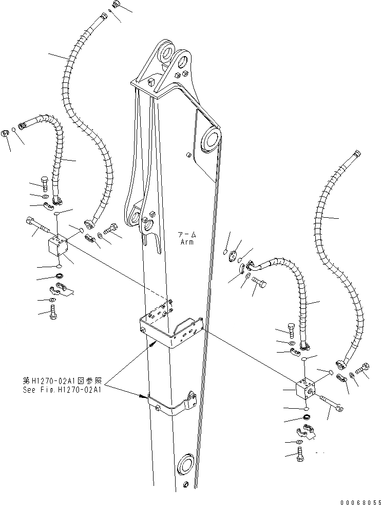 Схема запчастей Komatsu PC138US-8 - РУКОЯТЬ (ГРЕЙФЕРН. ЛИНИЯ) (.M РУКОЯТЬ) (№9-) T РАБОЧЕЕ ОБОРУДОВАНИЕ